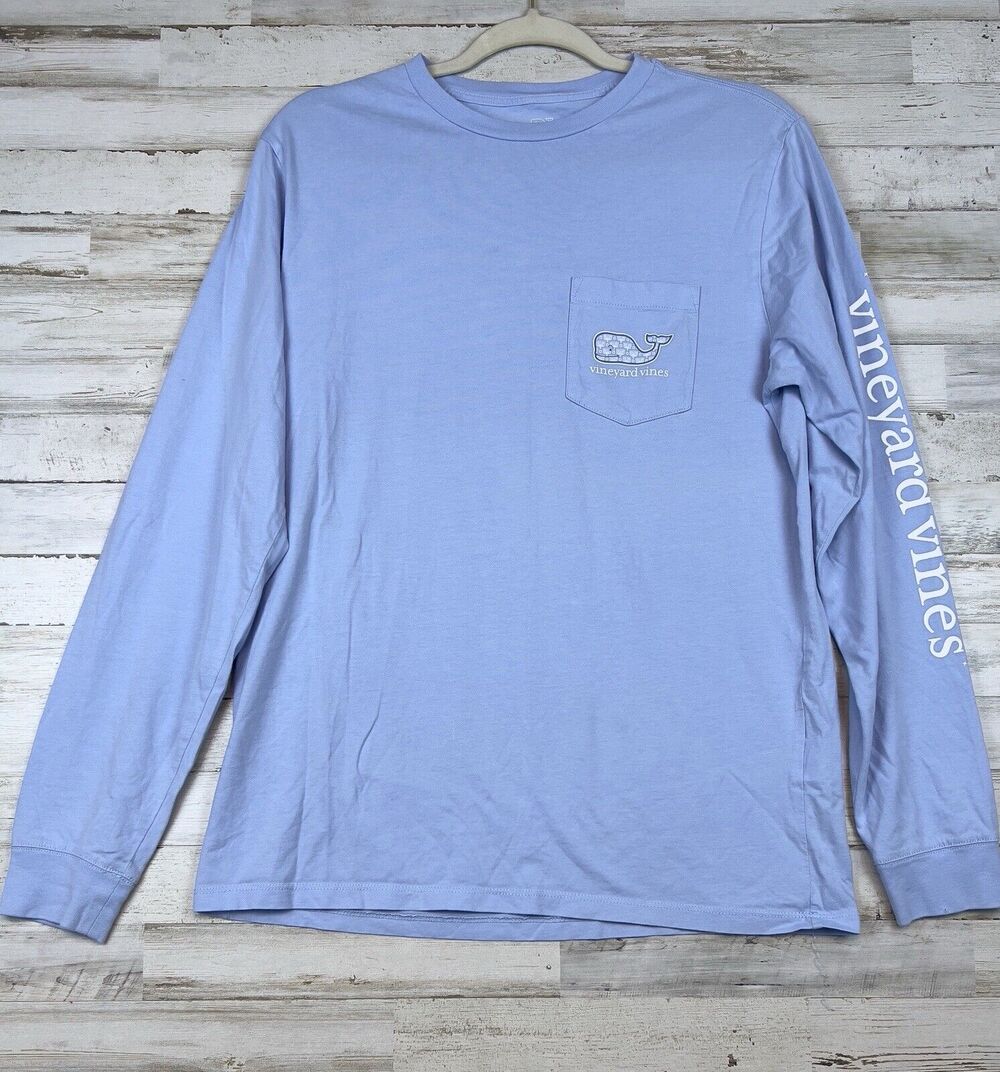 Womens Vineyard Vines Happy Hanukkah Blue Long Sleeve T-Shirt Size Small